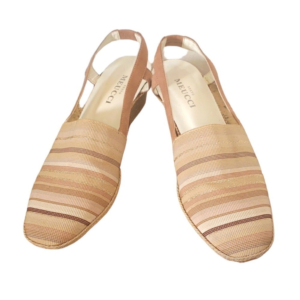 090. Sesto Meucci of Florence Italian gold wedges size 9 - Picture 2 of 8